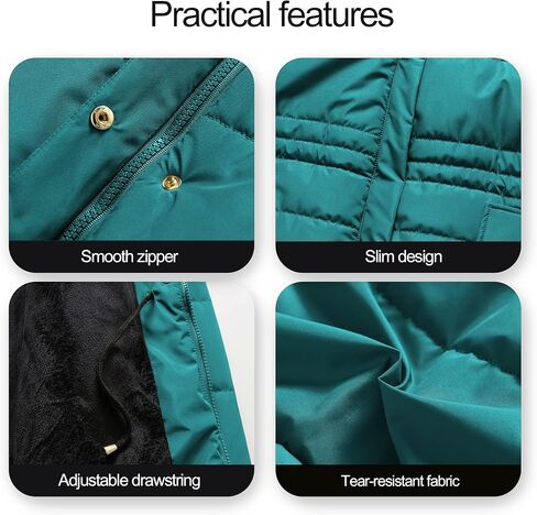 Chrisuno Women's Winter Warm Coats Puffer Jacket Long Drawstring Waterproof Snow Parka With Removable Faux Fur Trim Hood in Kuwait