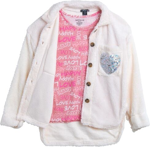 طقم جاكيت قميص للفتيات من Instagirl - قطعتين من سترة صوف الشيربا المريحة وتي شيرت - مجموعة ملابس الشباب للفتيات (7-16) in Kuwait