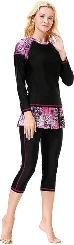 Women Burkini Swimsuits Modest Muslim Swimwear Islamic Long Sleeve Full Cover Hijab Top Skirted Swim Capris ​Pants Set in Saudi Arabia