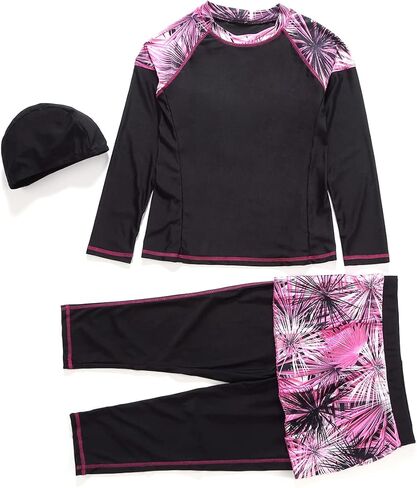 Women Burkini Swimsuits Modest Muslim Swimwear Islamic Long Sleeve Full Cover Hijab Top Skirted Swim Capris ​Pants Set in Saudi Arabia