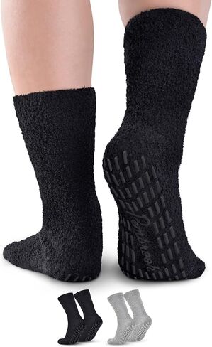 Pembrook Fuzzy Slipper Socks with Grippers for Women and Men - Non Skid Socks / No Slip Fuzzy Socks in Kuwait