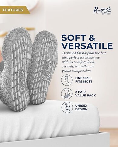 Pembrook Fuzzy Slipper Socks with Grippers for Women and Men - Non Skid Socks / No Slip Fuzzy Socks in Kuwait