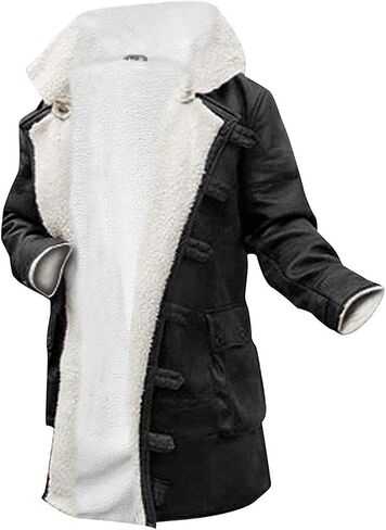 UGFashions Bane Coat Dark Knight Mens Distressed Brown Fur Shearling Trench Leather Pea Coat Rises Jacket in Kuwait