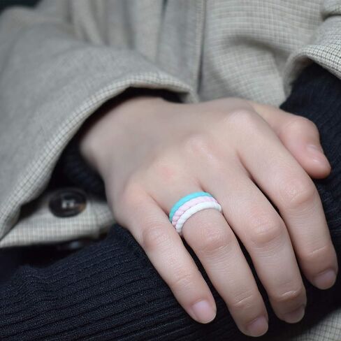 MOKANI Silicone Wedding Ring for Women, 10 Pack Thin and Braided Rubber Band, Fashion, Colorful, Comfortable fit, Skin Safe in Saudi Arabia