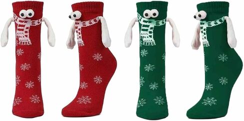 BINPURE عيد الميلاد اليد في اليد الجوارب عقد الأيدي الجوارب زوجين المغناطيسي اليد الجوارب منتصف أنبوب جورب مضحك هدايا عيد الميلاد الجوارب in Kuwait