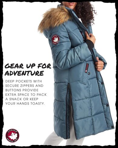 CANADA WEATHER GEAR Women's Winter Jacket - Heavyweight Long Length Bubble Puffer Parka (S-XL) in Kuwait