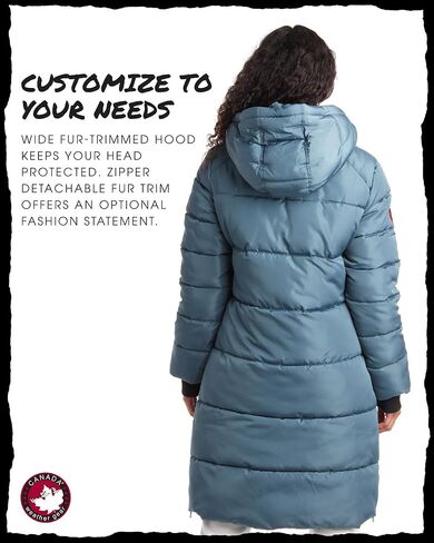 CANADA WEATHER GEAR Women's Winter Jacket - Heavyweight Long Length Bubble Puffer Parka (S-XL) in Kuwait