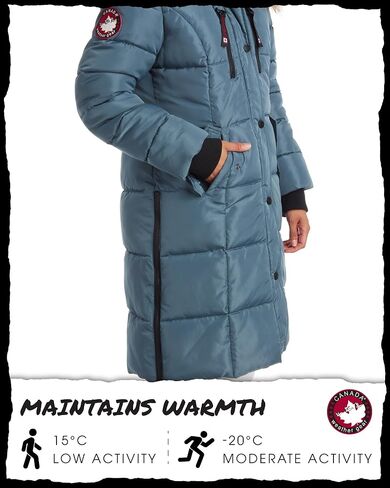 CANADA WEATHER GEAR Women's Winter Jacket - Heavyweight Long Length Bubble Puffer Parka (S-XL) in Kuwait