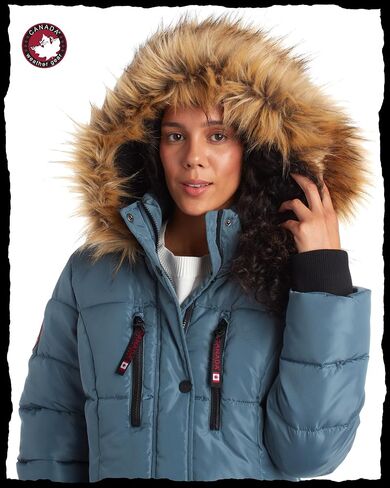 CANADA WEATHER GEAR Women's Winter Jacket - Heavyweight Long Length Bubble Puffer Parka (S-XL) in Kuwait