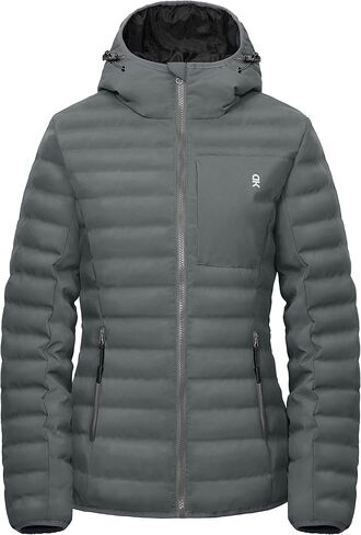 سترة نسائية منتفخة دافئة مقاومة للماء من Little Donkey Andy، معطف شتوي مقاوم للرياح مع عزل معاد تدويره in Kuwait