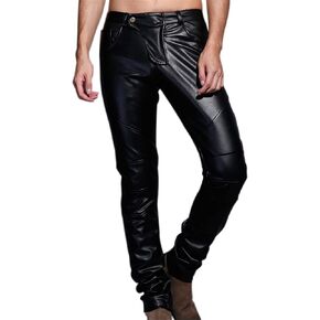 Idopy Men's Slim Fit Party Performance Biker Faux Leather Jeans Pants