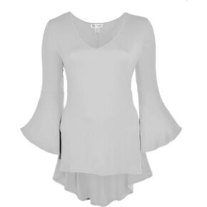 Dare2BStylish Women Plus Size High Low Bell Sleeve Gothic Blouse Tunic Top