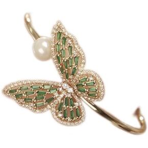 Aimimier Crystal Butterfly Pearl Bracelet Bangle or Women and Girls