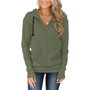 Fallorchid Womens Full-Zip Hoodies Casual Long Sleeve Sweatshirt with Pockets in Kuwait