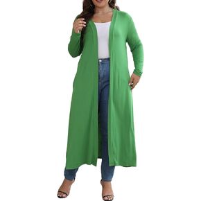 HJJPWW Women Plus Size Floor Length Open Front Drape Cardigan Lightweight Long Sleeve Maxi Duster with Pockets 1X-5X