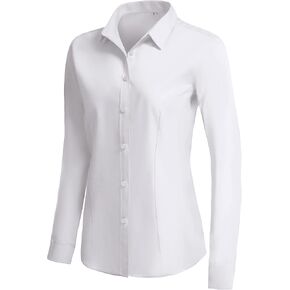 CUNLIN Womens Cotton Button Down Shirts for Women Fitted Long Sleeve Formal Dress Shirt Work Blouses Tops in Kuwait