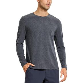 CRZ YOGA Men's Lightweight Pima Cotton Long Sleeve T-Shirts Loose Fit Fashion Casual Workout Tees