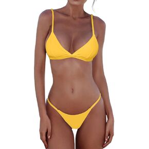 Womens Thong Bikini Sets Triangle Two Piece Swimsuit Cheeky High Cut Bathing Suits Brazilian String Sexy Backless