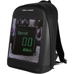 Crelander Laptop Backpack, Smart LED Dynamic Backpack Waterproof Backpack Luggage Bag Cycling Travel Daypack Rucksack Personalized Gifts for Men Women (Black)