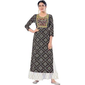 Indian Kurti for Womens With Palazzo/Pant | Rayon Embroidered Kurta Partywear Kurtis Dress For Women Tops Tunic