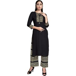 Indian Kurti for Womens With Palazzo/Pant | Rayon Embroidered Kurta Partywear Kurtis Dress For Women Tops Tunic
