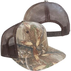 Realtree Camo Camouflage Mesh Flat Bill Hunting Trucker Cap Snapback Mid-High Profile Sweatband 6 Panel Mostly Brown Camouflage Cap Hat NWT in Kuwait