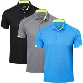 HUAKANG 3 Pack Mens Polo Shirts Short Sleeve Sport Golf Tennis T Shirt Quick Dry Athletic Workout Polo Shirts