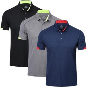 HUAKANG 3 Pack Mens Polo Shirts Short Sleeve Sport Golf Tennis T Shirt Quick Dry Athletic Workout Polo Shirts