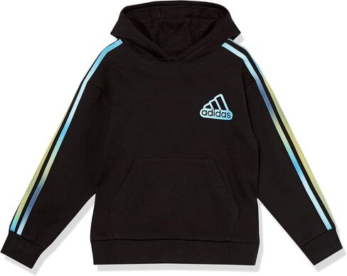 بلوفر بغطاء للرأس من الصوف بأكمام طويلة للأولاد من adidas، أسود منقط مع Collegiate Royal، مقاس كبير (14/16) in Kuwait