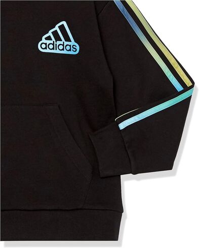 بلوفر بغطاء للرأس من الصوف بأكمام طويلة للأولاد من adidas، أسود منقط مع Collegiate Royal، مقاس كبير (14/16) in Kuwait