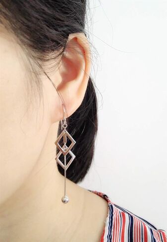 أقراط هندسية متدلية من الفضة الإسترلينية 925 للنساء, ان ايه, ان ايه in Kuwait