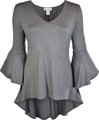 Dare2BStylish Women Plus Size High Low Bell Sleeve Gothic Blouse Tunic Top in Kuwait
