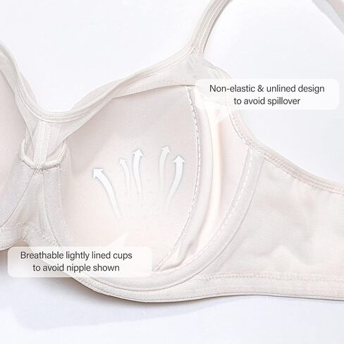 DELIMIRA Women's Full Coverage Bras Lightly Lined Plus Size Sheer Underwire Support Bra in Kuwait