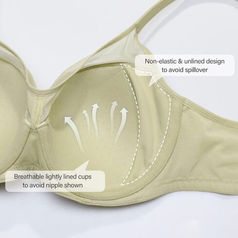 DELIMIRA Women's Full Coverage Bras Lightly Lined Plus Size Sheer Underwire Support Bra in Kuwait