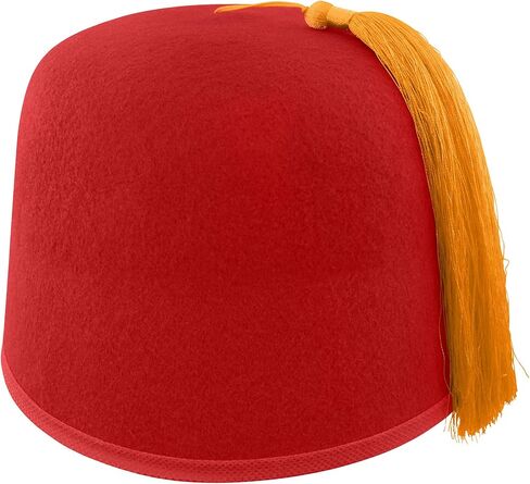 Adult Felt Red Fez Hat - Gold Tassel Shriner Cosplay Hats - Halloween Costume Accessory, One Size in Saudi Arabia