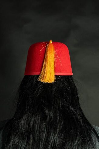 Adult Felt Red Fez Hat - Gold Tassel Shriner Cosplay Hats - Halloween Costume Accessory, One Size in Saudi Arabia