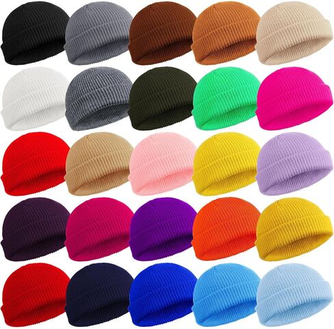 Suhine 50 Pcs Winter Fisherman Beanie Trawler Short Knit Beanie Watch Hat Warm Wool Soft Roll up Edge Skullcap for Men Women Multicolor in Saudi Arabia
