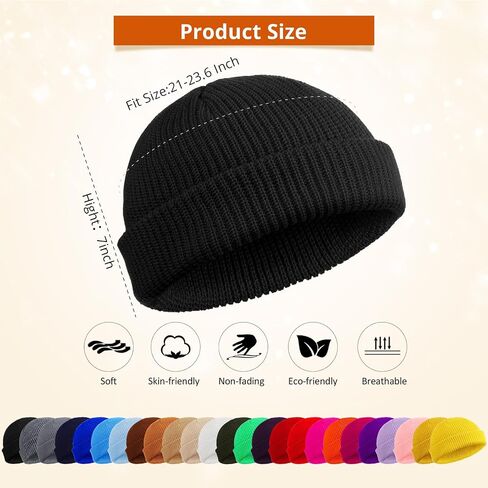 Suhine 50 Pcs Winter Fisherman Beanie Trawler Short Knit Beanie Watch Hat Warm Wool Soft Roll up Edge Skullcap for Men Women Multicolor in Saudi Arabia