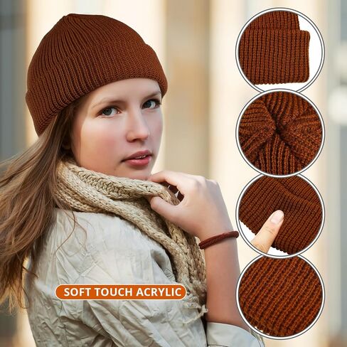 Suhine 50 Pcs Winter Fisherman Beanie Trawler Short Knit Beanie Watch Hat Warm Wool Soft Roll up Edge Skullcap for Men Women Multicolor in Saudi Arabia