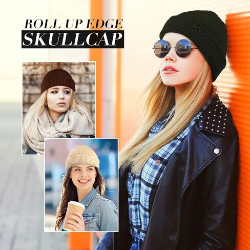 Suhine 50 Pcs Winter Fisherman Beanie Trawler Short Knit Beanie Watch Hat Warm Wool Soft Roll up Edge Skullcap for Men Women Multicolor in Saudi Arabia