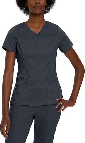 Landau Proflex Tailored Fit Stretch 3-Pocket Mock Wrap Scrub Top for Women 4161 in Saudi Arabia
