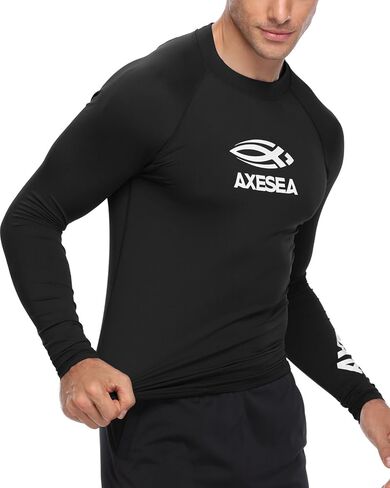 قميص سباحة رياضي بأكمام طويلة للرجال من AXESEA بعامل حماية من الطفح الجلدي 50+ Rashguard in Kuwait