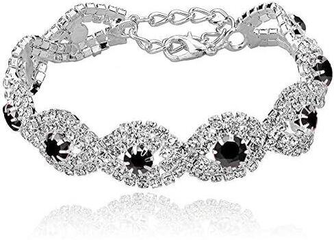 أساور كريستال مطلية بالفضة/الذهب للنساء من Long Way مقاس 6.7 بوصة+2.4 بوصة in Kuwait