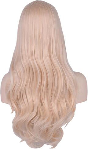 باروكة FYXZHUO طويلة متموجة أشقر فاتح مع غرة للنساء شعر صناعي مقاوم للحرارة يناسب أزياء تنكرية لحفلات الهالوين شعر مستعار للاستخدام اليومي in Kuwait