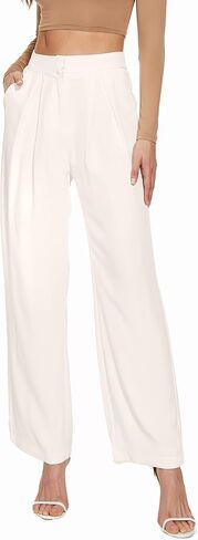 سراويل FUNYYZO واسعة الساق للمكتب للعمل والعمل كاجوال عالية الخصر in Kuwait