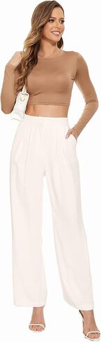 سراويل FUNYYZO واسعة الساق للمكتب للعمل والعمل كاجوال عالية الخصر in Kuwait