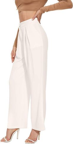 سراويل FUNYYZO واسعة الساق للمكتب للعمل والعمل كاجوال عالية الخصر in Kuwait