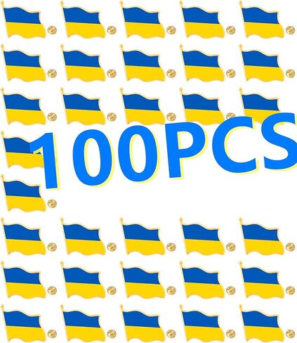 25/50/100 pcs small Ukrainian flag lapel pin metal Ukraine flag pins for men women Suit jacket clothes backpack hat bulk in Kuwait