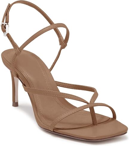 PiePieBuy صندل نسائي ذو كعب مربع وكعب سميك وكعب متقاطع وكعب مدبب وكعب مدبب وحذاء لحفلات الزفاف، لون القهوة، 9 in Kuwait