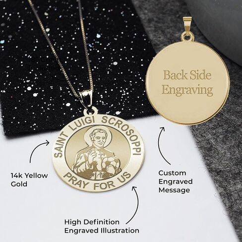 PicturesOnGold.com ميدالية القديس لويجي سكروسوبي الدينية من الفضة الإسترليني و10 قيراط، أو الذهب عيار 14 قيراط - 2/3 بوصة، 3/4 بوصة، 1 بوصة in Kuwait